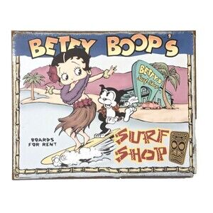 Betty Boop Surf Shop Tiki Retro Tin Sign Animation Rustic Metal 12 x 15-in NEW